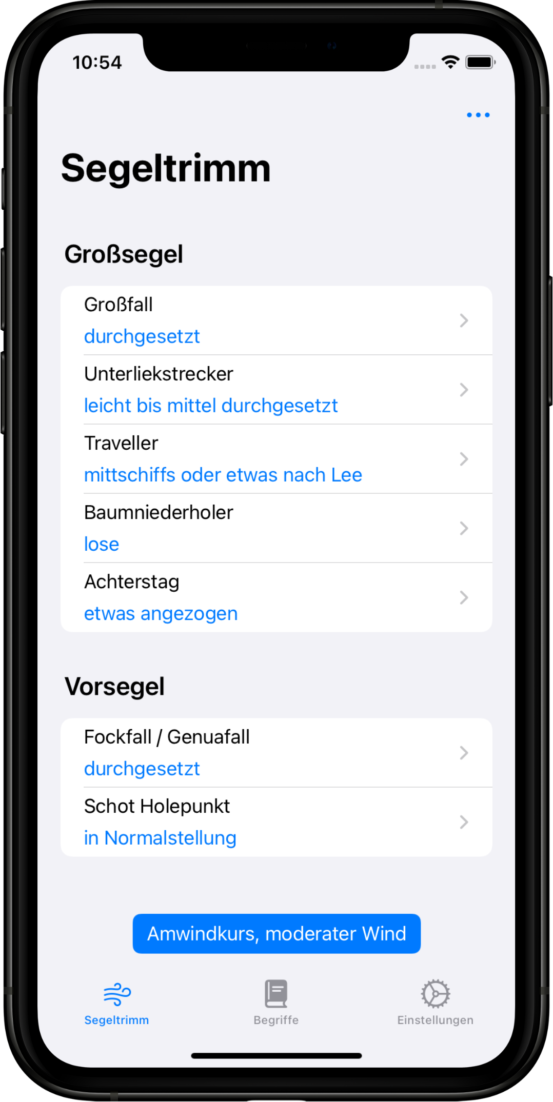 Ein Screenshot der App